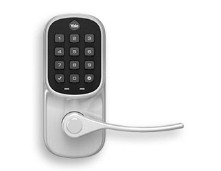 Smart Keypad Lever in Satin Nickel